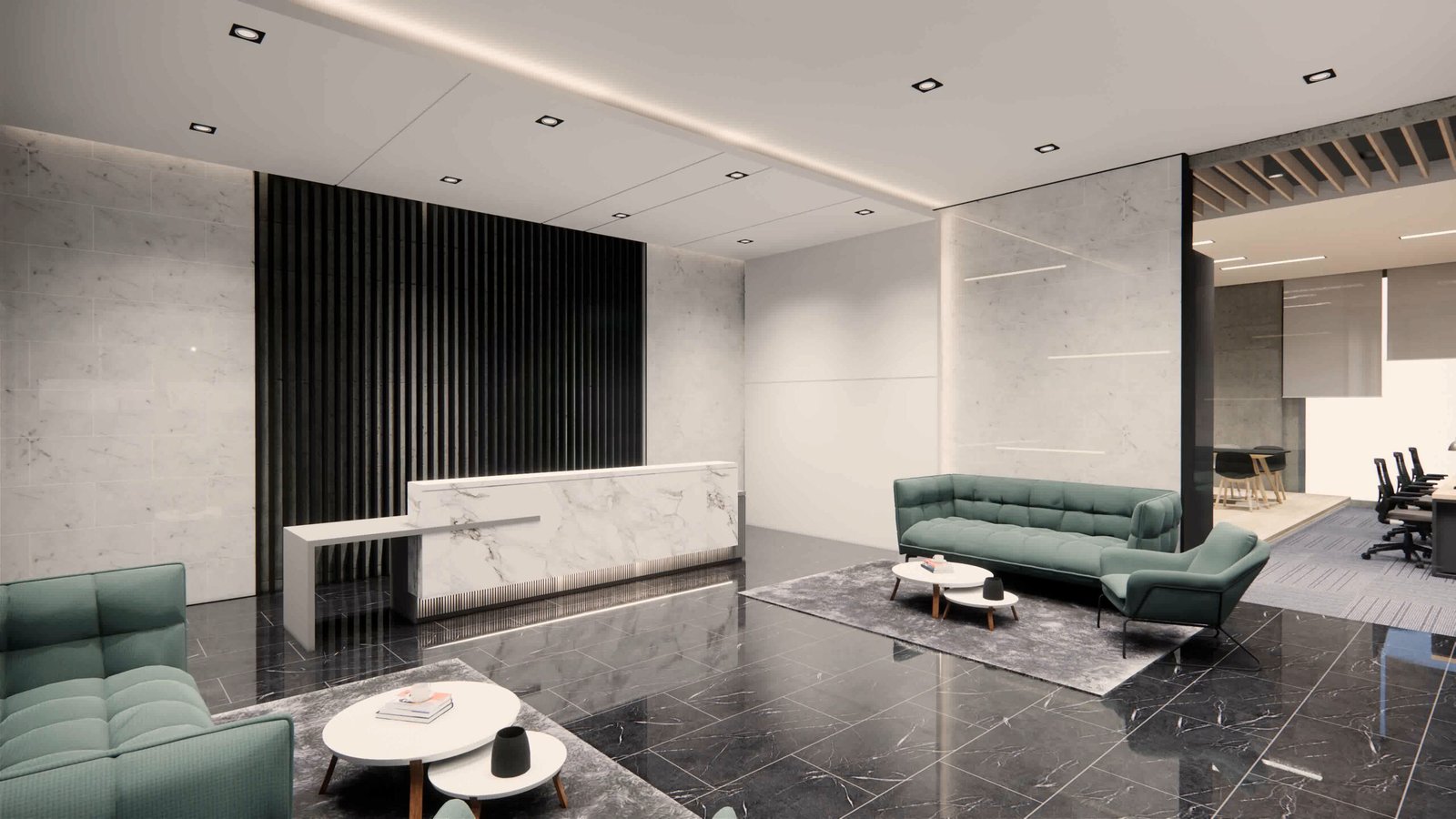 Open space de bureaux moderne et vide