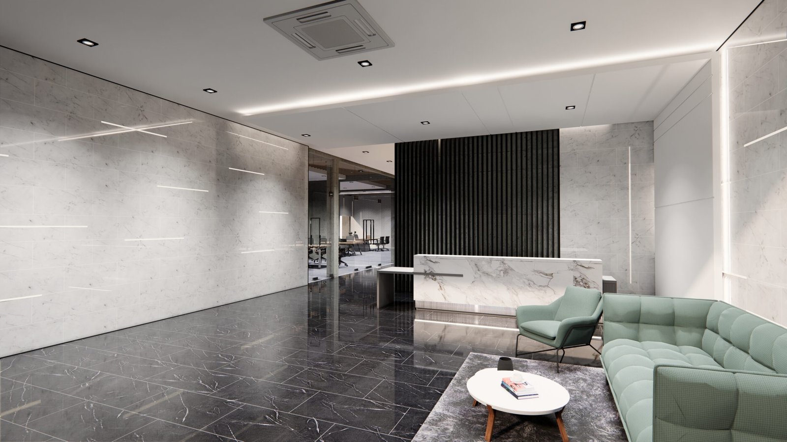 Open space de bureaux moderne et vide
